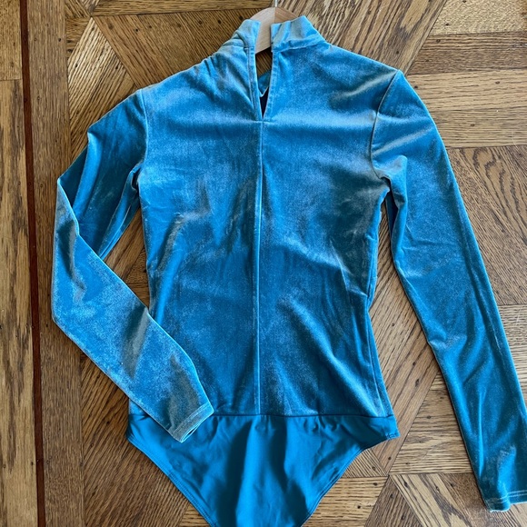 H&M teal velour onesie / leotard XS - Picture 3 of 7